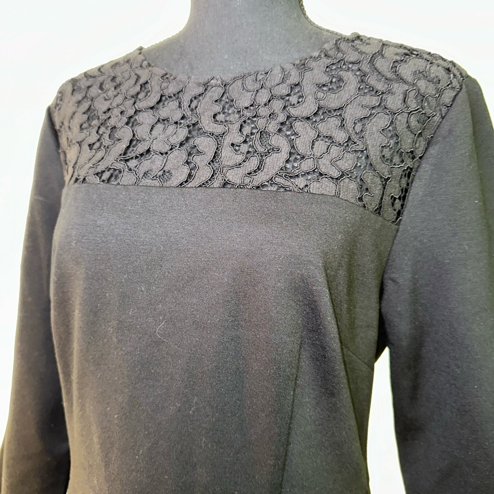 Trina Turk NWT Black Embroidered Lace‎ Top Dress 3/4 Sleeve Sz 10.  $250